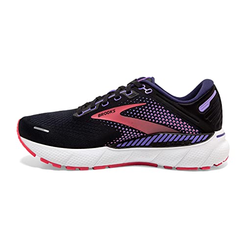 Brooks Women's Adrenaline GTS 22 Supportive Running Shoe - Black/Purple/Coral - 12 Medium
