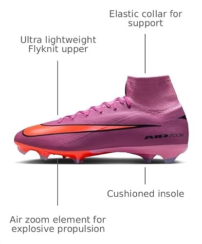 Nike Mens Mercurial Superfly 10 Club High Top Firm Ground Football Boots, Magic Flamingo Black Total Crimson, 9