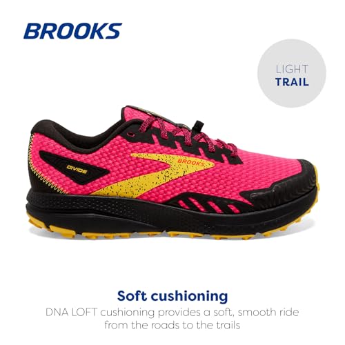 Brooks Women’s Divide 4 Trail Running Shoe - Diva Pink/Black/Lemon Chrome - 5.5 Medium