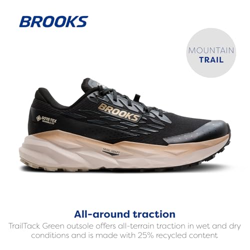 Brooks Men’s Cascadia19 GTX Waterproof Mountain Trail Running Shoe - Black/Ebony/Chateau Gray - 10.5 Medium
