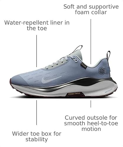 Nike InfinityRN 4 Gore-TEX Men's Waterproof Road Running Shoes (HQ0265-400, Ashen Slate/Light Pumice/Dark Smoke Grey/Football) Size 7.5