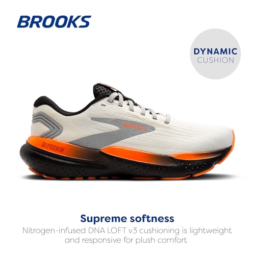 Brooks Men’s Glycerin 21 Neutral Running Shoe - Ecru/Orange/Black - 10 Medium