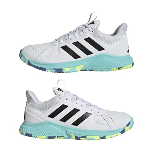 adidas Women's Court Flight, White/Black/Flash Aqua, 6