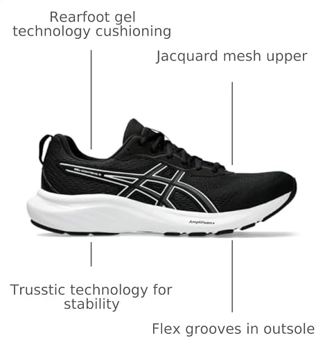 ASICS Men's Gel-Contend 9 Running Shoes, 10.5, Black/White