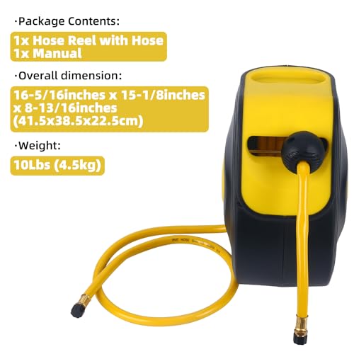 8MILELAKE Retractable Auto Rewind Air Hose Reel Wall Mount Tool Air Compressor 33ft x5/16inches 180 degree rotation Air Hose Reel