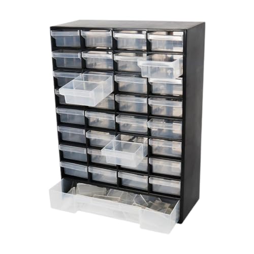 33-Drawer Parts Organizer Storage Cabinet, Wall-Mountable PP Plastic Hardware Box for Garage Crafts and Office, Black