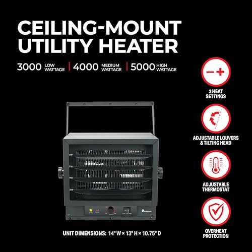 Mr. Heater 5,000/4,000/3,000W 240V Ceiling Mount Garage Utility Heater