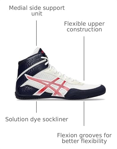 ASICS Men's MATCONTROL 3 Wrestling Shoes, 9.5, White/Classic RED