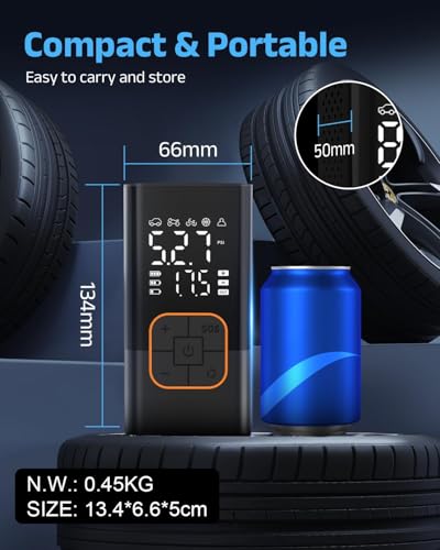 SFGSUP Tire Inflator Portable Air Compressor, Cordless Car&Bike Tyre Pump
