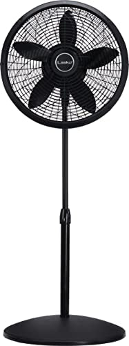 Lasko Pedestal Fan, Oscillating Fan for Bedroom with Adjustable Height and 3 Cooling Speeds, Portable, 18", Black, 1827