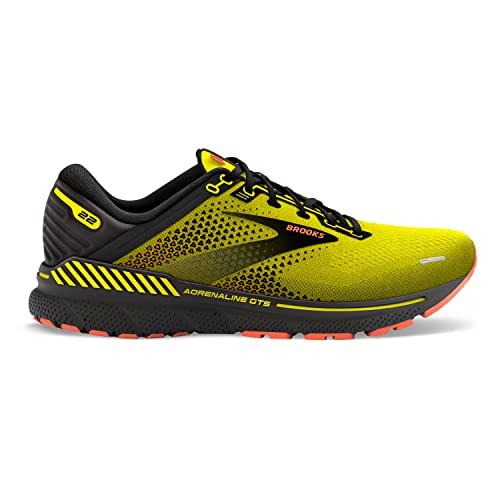 Brooks Men's Adrenaline GTS 22 Supportive Running Shoe - Nightlife/Black/Flame - 8 Medium