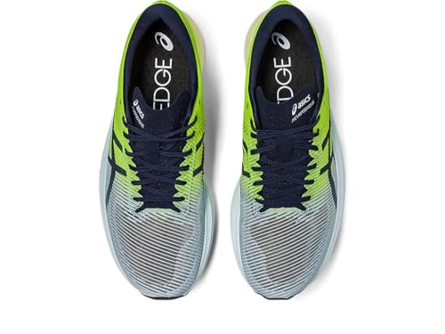 ASICS Unisex METASPEED Edge+ Running Shoes, 10M / 11.5W, Sky/Hazard Green