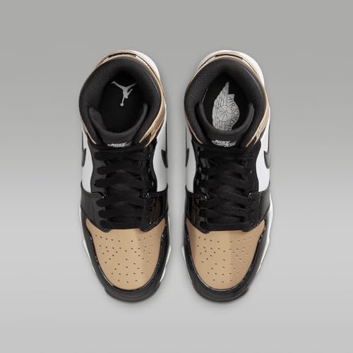 Jordan 1 Mid Little/Big Kids' Cleats (HF6883-701, Metallic Gold/White/Black) Size 10