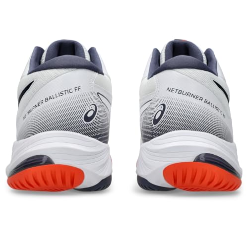 ASICS Men's Netburner Ballistic FlyteFoam Mid Top 3 Volleyball Shoes, 11.5, White/Indigo Fog