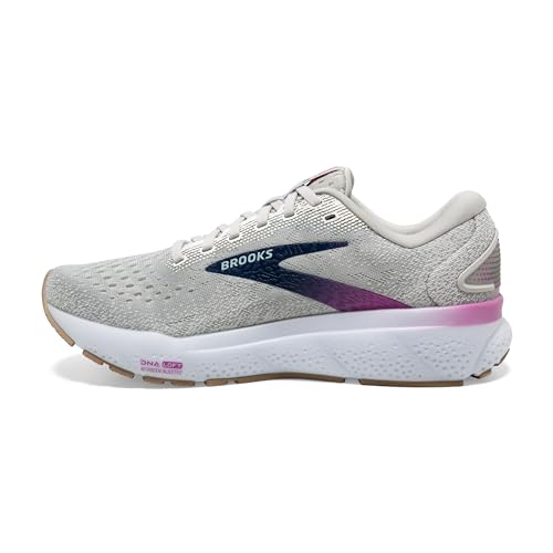 Brooks Women’s Ghost 16 Neutral Running Shoe - White/Grey/Estate Blue - 11 Medium