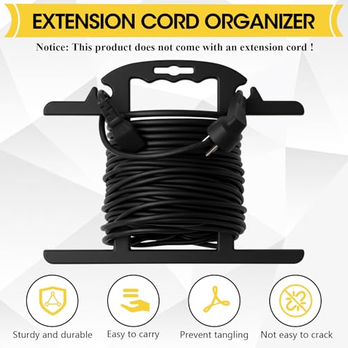Ripeng 3 Pcs Heavy Duty Extension Cord and Hose Reel with Carrying Handle, Durable ABS H-shape Design Fits 100ft Cord Cable or Water Hose, 50ft Soaker Tube Management (Black)