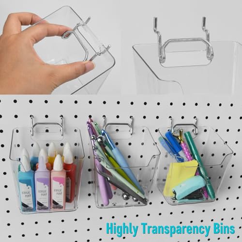 Pegboard Organizers, Peg Board Baskets Clear Cups Multiple Hooks 33 Pack