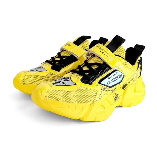 WZRUISEN Boys and Girls Leisure Sports Basketball Hiking Shoes Yellow 12 Little Kid