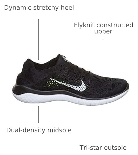 Nike Women's Free Rn Flyknit 2018 Running Shoe 6 , Black/Anthracite