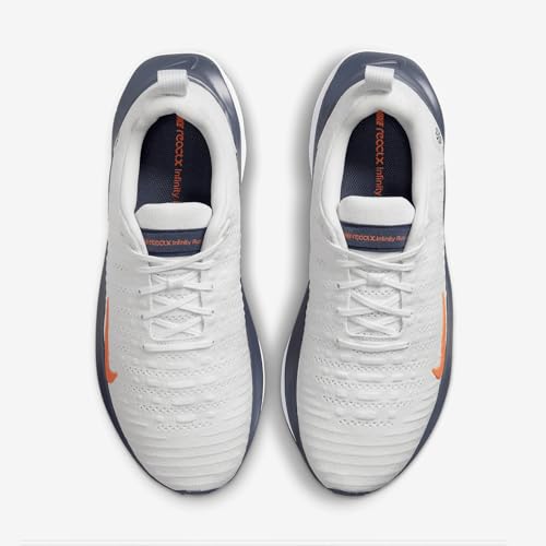 Nike InfinityRN 4 Men's Road Running Shoes (DR2665-010, Platinum Tint/Thunder Blue/Summit White/Total Orange) Size 7.5