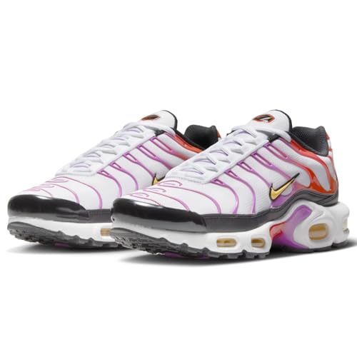Nike Air Max Plus Womens Running Shoes, White/Citron Pulse-Black, 8 M US