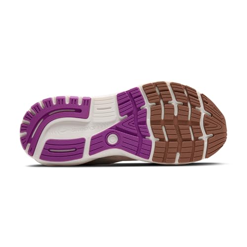 Brooks Women’s Ghost 16 Neutral Running Shoe - Almond Peach/Coconut/Purple - 6.5 Medium