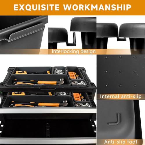 FLYVOLE Tool Box Organizer Tray, 60 PCS & 5 Sizes, Black