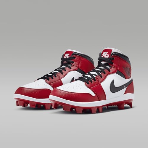 Jordan 1 Retro MCS Men's Baseball Cleats (AV5354-611, Shown: Gym Red/White/Black) Size 14