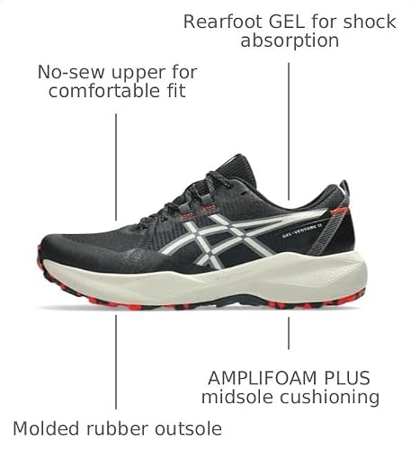 ASICS Men's Gel-Venture 11 Running Shoes, 9.5, Black/Light DUST