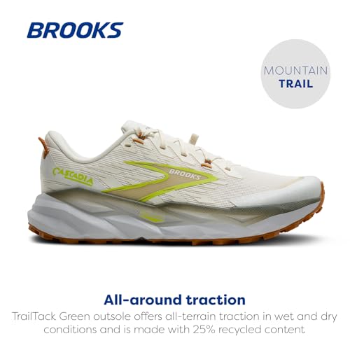 Brooks Men’s Cascadia 19 Mountain Trail Running Shoe - Coconut/Olive/Ginger - 7 Medium