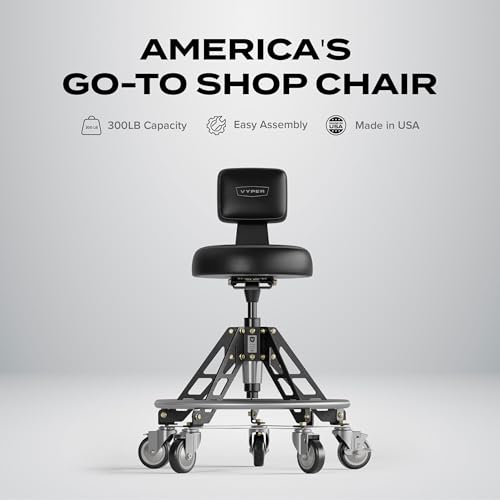 Vyper Elevated Steel Max EZ-Lift Shop Chair with Backrest, Red Legs