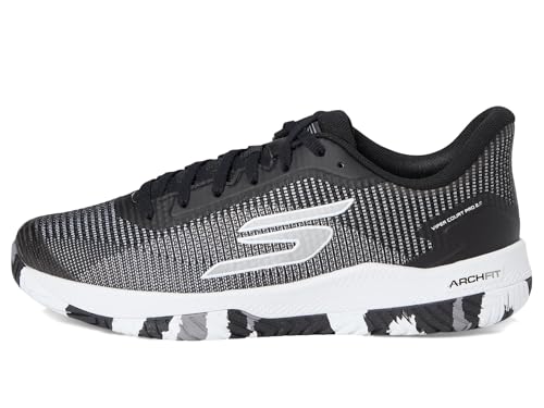 Skechers Women's Pickleball Viper Court Pro 2.0 Sneaker, Black/White, 6.5 Medium