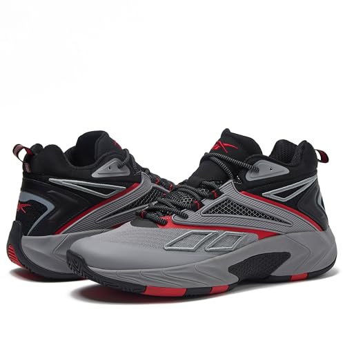 Reebok Zone Breaker High Top Sneakers for Men Basketball Shoes, Alloy/Jet Black/Fiery Red, 13