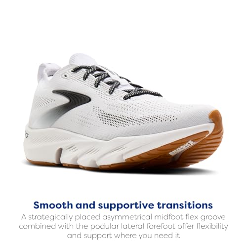 Brooks Men’s Glycerin Flex Neutral Running & Walking Shoe - White/Black/Gum - 11 Medium