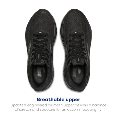 Brooks Men’s Ghost 17 Neutral Running Shoe - Black/Black/Ebony - 7.5 Medium