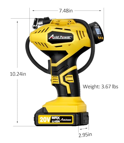 AVID POWER 20V Rechargeable Cordless Tire Inflator Portable Air Compressor