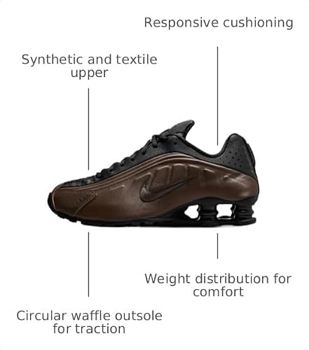 Nike Shox R4 Shoes (AR3565-007, Off Noir/Ironstone/Dark Smoke Grey) Size 6