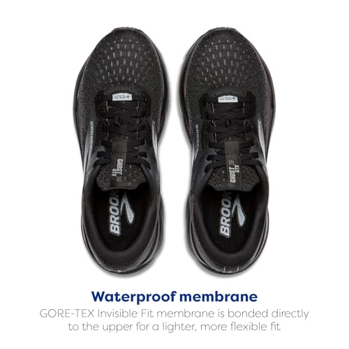 Brooks Men's Ghost 16 GTX Waterproof Neutral Running Shoe - Black/Black/Ebony - 10.5 Medium
