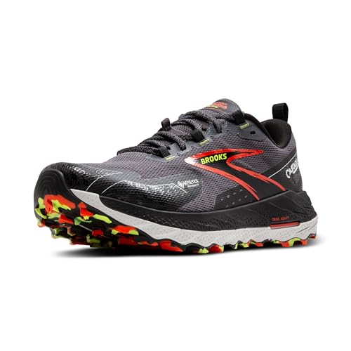Brooks Men’s Cascadia 18 GTX Waterproof Mountain Trail Running Shoe - Blackened Pearl/Black/Tomato - 7 Medium