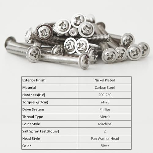 WELLOCKS M4 Cabinet Pull Screws, 25 to 50mm 100 PCS