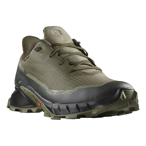 Salomon Men’s Alphacross 5 Gore-Tex, Waterproof Trail Running Shoes - Olive Night/Black/Deep Lichen Green - 8.5 Medium