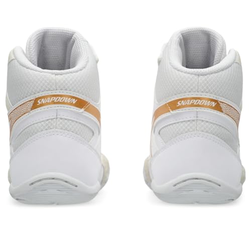 ASICS Kid's Snapdown 4 Grade School Wrestling Shoes, 2, White/Pure Gold