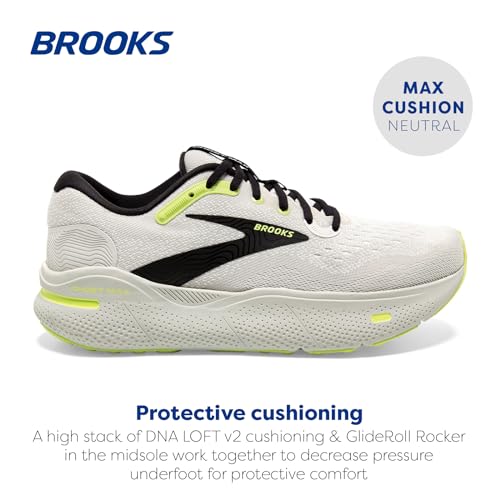 Brooks Men’s Ghost Max Cushion Neutral Running & Walking Shoe - Grey/Black/Sharp Green - 11 Medium