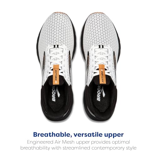 Brooks Men’s Anthem 6 Neutral Running Shoe - White/Black/Tan - 8 Medium