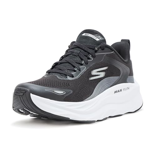 Skechers Men's Max Run Pacewave Sneaker, Black/White, 12