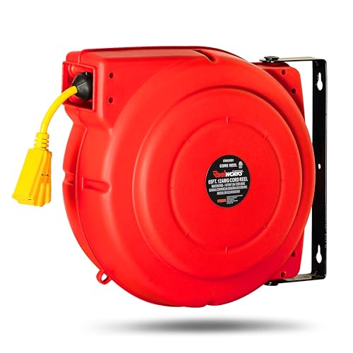 ReelWorks Extension Cord Reel Retractable 12AWG x 65' Foot