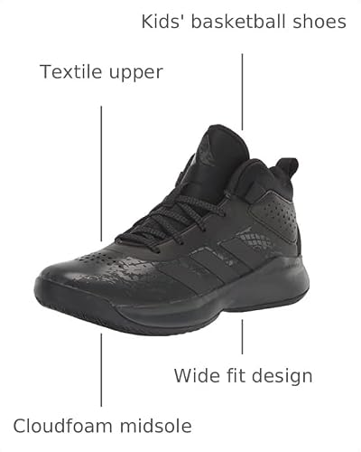 Adidas Cross Em Up 5 Basketball Shoe, Black/Black/Carbon, 6 Wide US Unisex Big_Kid