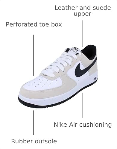 Nike Air Force 1 '07 LV8 Men's Shoes (IB6388-100, White/Black/White) Size 10