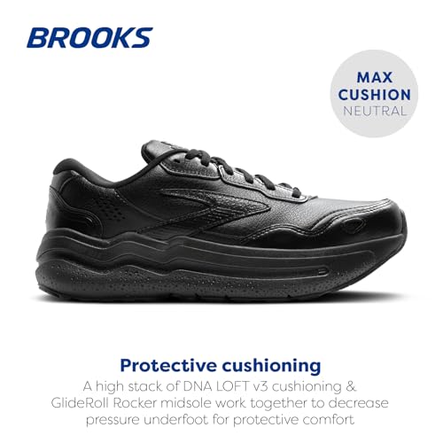 Brooks Women’s Ghost Max Suede/Leather Neutral Running & Walking Shoe - Black/Black - 9.5 Wide