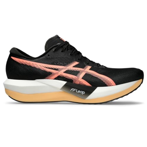 ASICS Unisex Magic Speed 5 Running Shoes, 5.5M / 7W, Black/Sun Coral